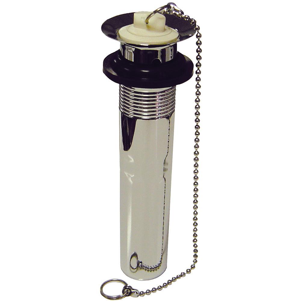 Dearborn Brass 763-1 Brass Tubular 2-Piece Patent Overflow And Center Outlet Plug, 1-1/4 inch x 5 inch L, Chrome; 10/Carton