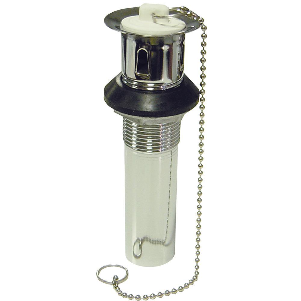 Dearborn Brass 2764A-1 Brass Tubular 1-Piece Patent Overflow And Center Outlet Plug, 1-1/4 inch x 8 inch L, Chrome; 10/Carton