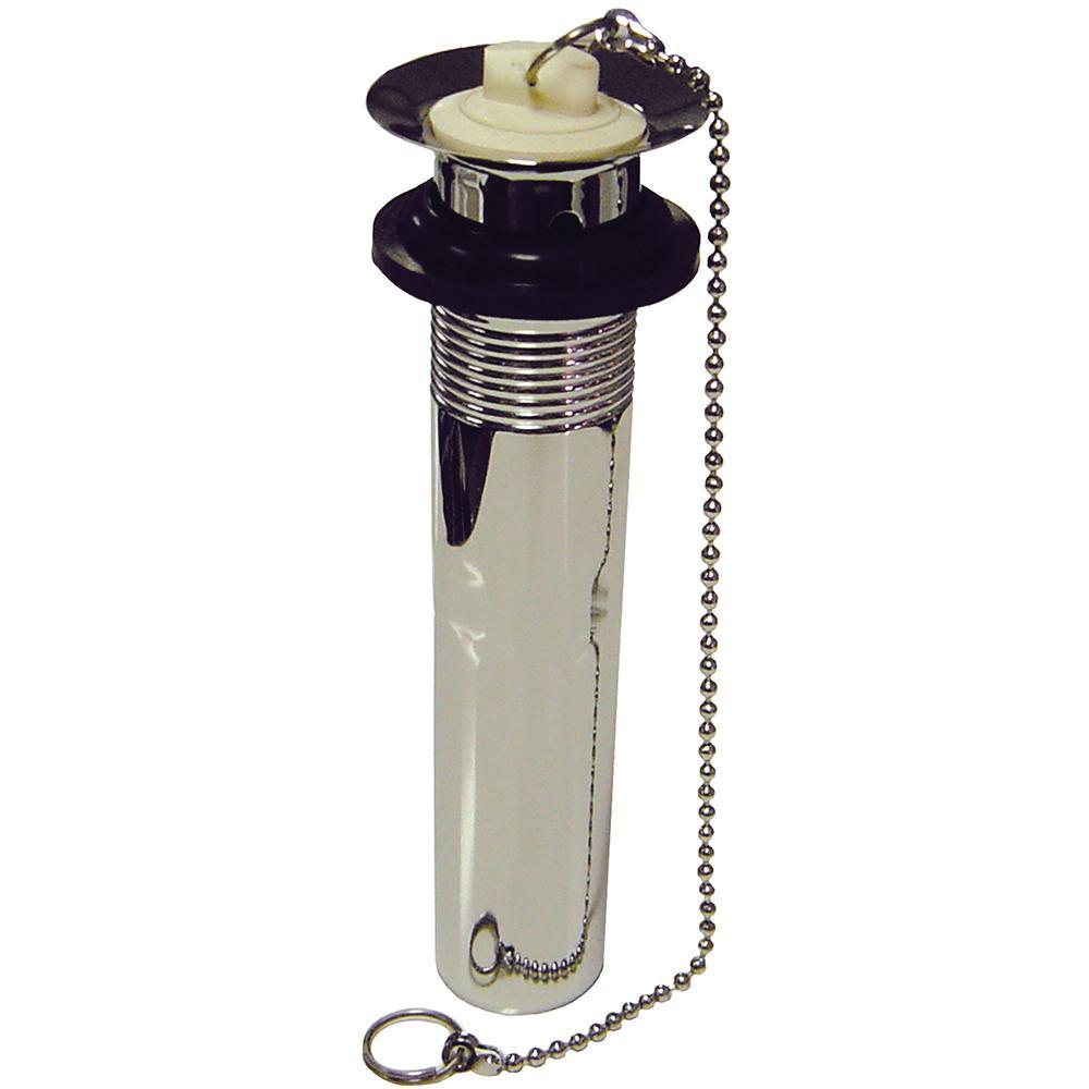 Dearborn Brass 764A-1 Brass Tubular 2-Piece Patent Overflow And Center Outlet Plug, 1-1/4 inch x 8 inch L, Chrome; 10/Carton