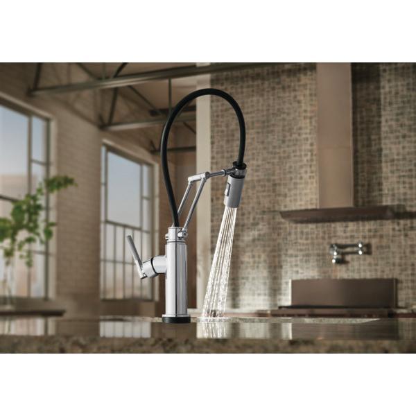BRIZO® Litze® 64243LF-PC Kitchen Faucet With Knurled Handle, Deck, Polished Chrome thumbnail 4