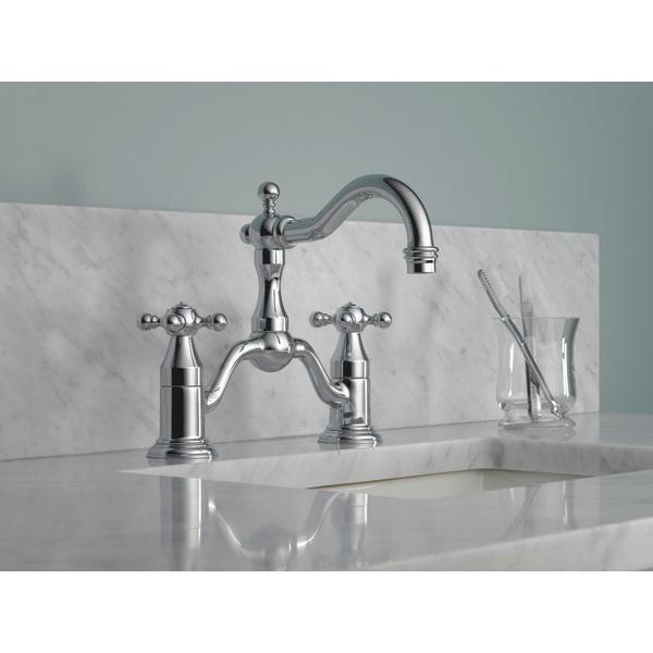 BRIZO® Tresa® 65538LF-PC-ECO Bridge Lavatory Faucet, 2-Handle, Deck, Widespread, Polished Chrome
