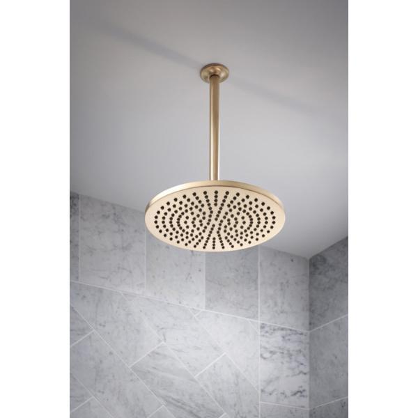 BRIZO® Essential™ 81392-GL-2.5 Raincan Showerhead, 2.5 gpm, 1 -Spray, Ceiling Mounting, 12 in Head, Luxe Gold