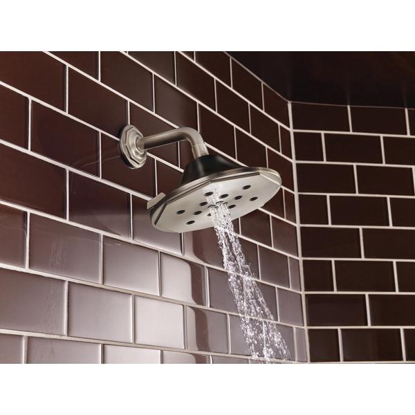 BRIZO® Rook® 87461-NKBL Raincan Showerhead, 1.75 gpm, 4 -Spray, Wall Mounting, 8 in Head, Luxe Nickel/Matte Black