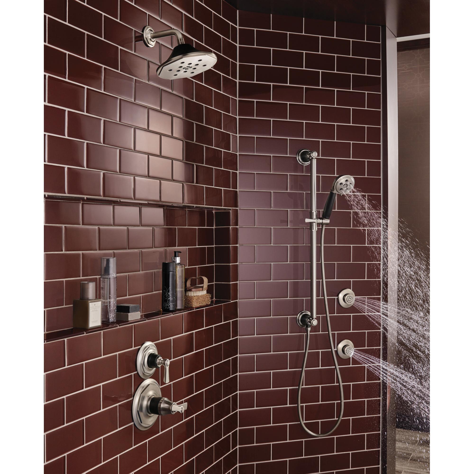 BRIZO® Rook® 88761-NKBL Handshower, 3 in Spray Face, H2OKinetic®, Massage, Pause Spray, 1.75 gpm, 60 to 82 in L Hose thumbnail 4