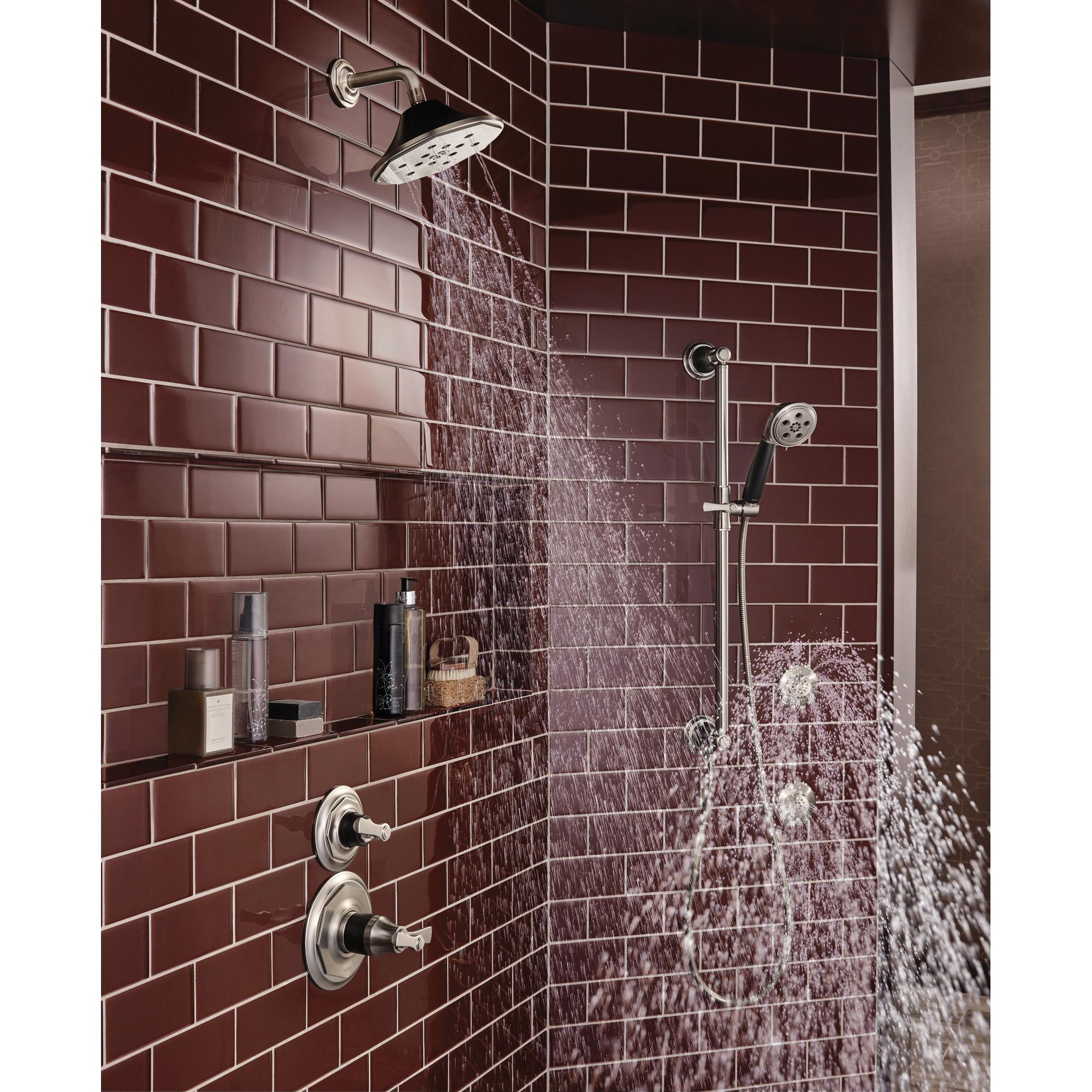 BRIZO® Rook® 88761-NKBL Handshower, 3 in Spray Face, H2OKinetic®, Massage, Pause Spray, 1.75 gpm, 60 to 82 in L Hose