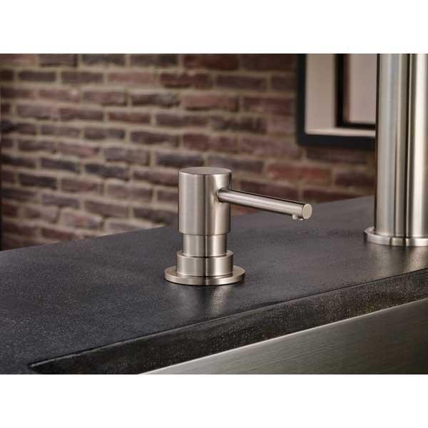 BRIZO® Solna® RP79275SS Soap/Lotion Dispenser, 13 oz Capacity, 8.85 in OAL, Deck Mounting, Brass, Stainless Steel thumbnail 2