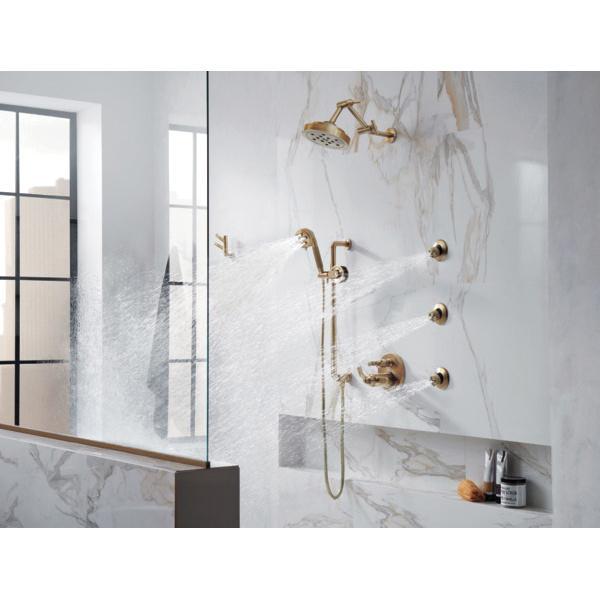 BRIZO® Essential™, Litze® RP81434GL Linear Round Jointed Shower Arm, 1/2 in, NPT, Brass, Luxe Gold thumbnail 4