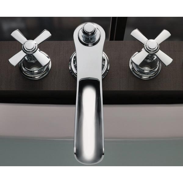 BRIZO® Rook® T67361-PCLHP Roman Tub Trim, 3 -Faucet Hole, Brass, Chrome, 2-Handle -Handle, 1.75 gpm
