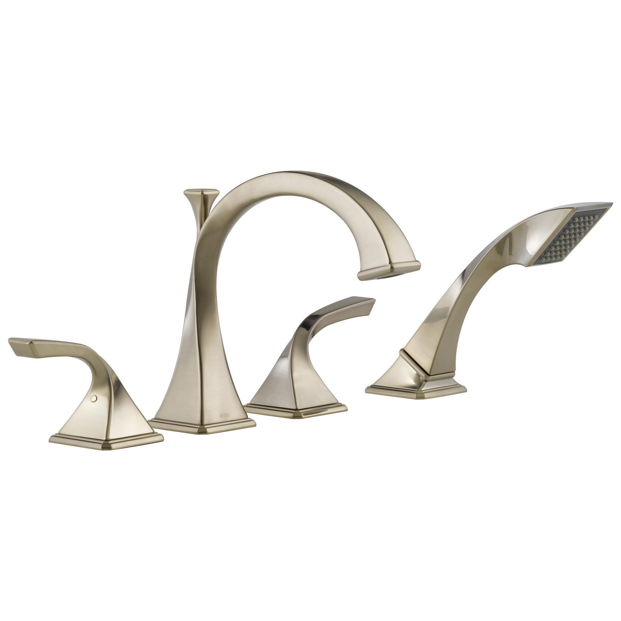 Brizo&reg; T67430-BN Virage&reg; Roman Tub Trim, 18.5, 10 to 16 in Center, Brushed Nickel, 2 Handles, Hand Shower Yes/No: Yes, Import