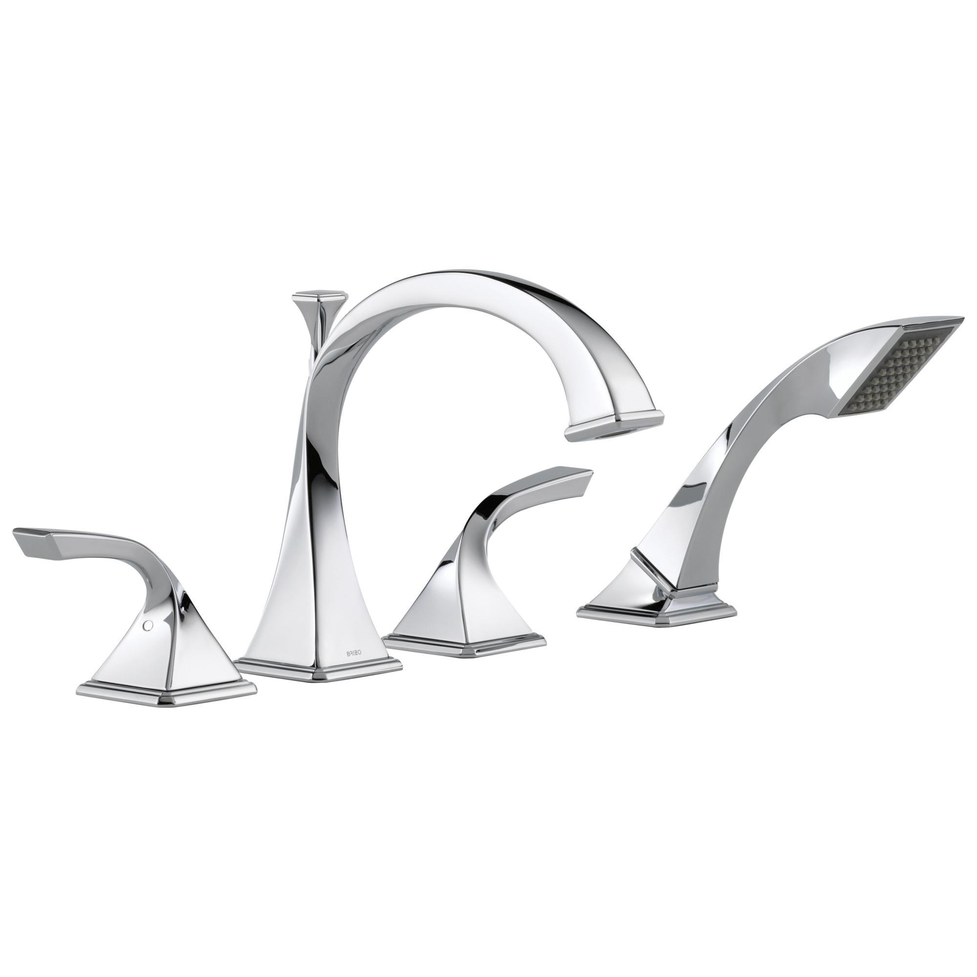 Brizo&reg; T67430-PC Virage&reg; Roman Tub Trim, 18.5, 10 to 16 in Center, Polished Chrome, 2 Handles, Hand Shower Yes/No: Yes, Import