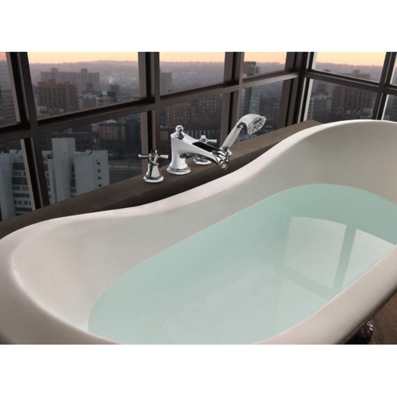 BRIZO® Rook® T67461-PCLHP Roman Tub Trim, 4 -Faucet Hole, Brass, Polished Chrome, 2-Handle -Handle, 1.75 gpm thumbnail 3