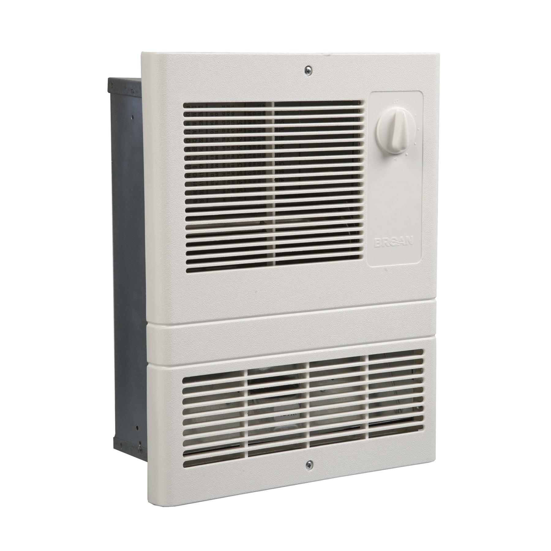 Broan-NuTone® 9810WH Wall Heater, 120/240 V, 9 and 4.5 A, 1000 W, Steel, Galvanized