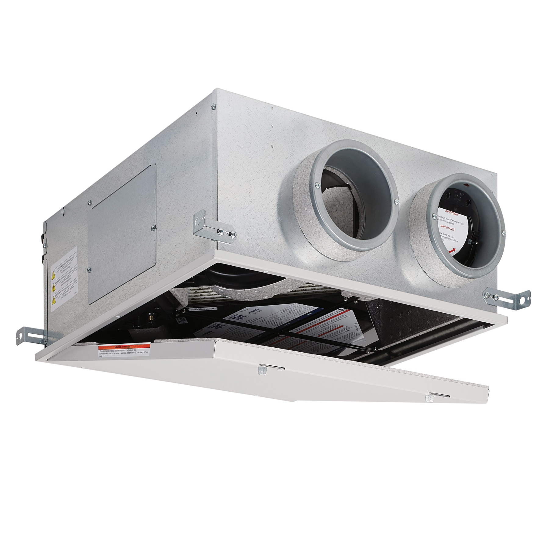 BROAN® ERVS100S Energy Recovery Ventilator, 100 cfm Air Flow, 120 V, 103 W, 0.9 A, Polystyrene/Steel