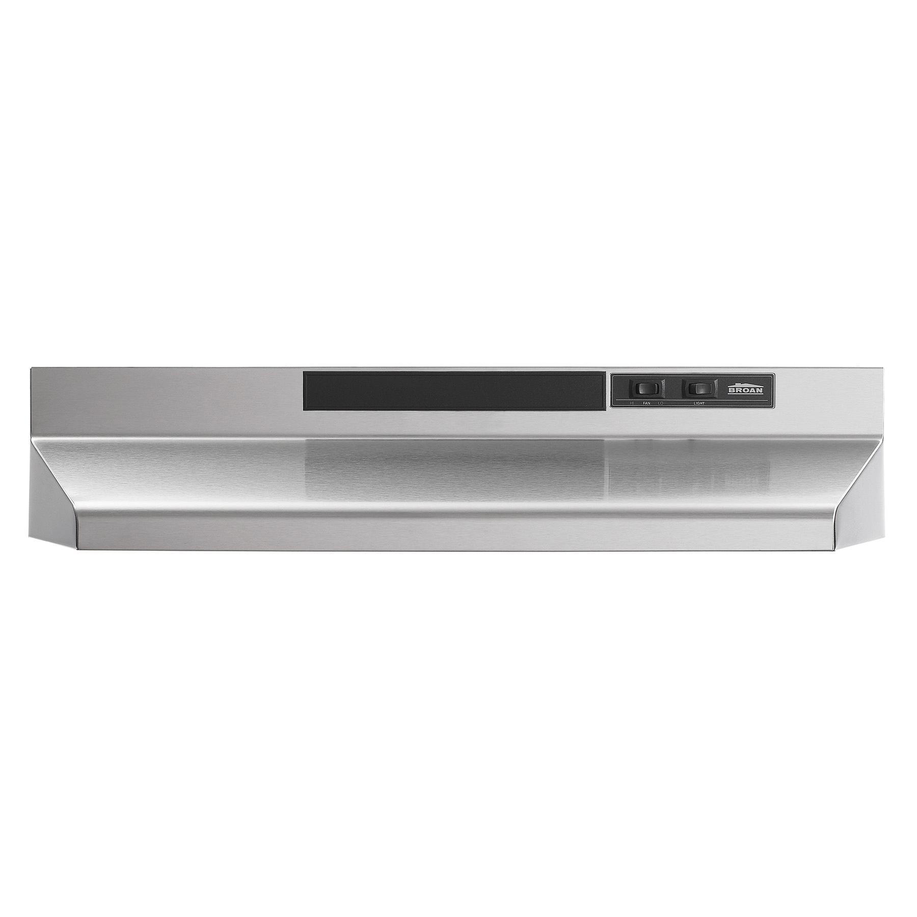Broan-NuTone® F40000 Series F402404 Under Cabinet Range Hood, 24 in L, 17-1/2 in D, Stainless Steel, 75 W, 120 V