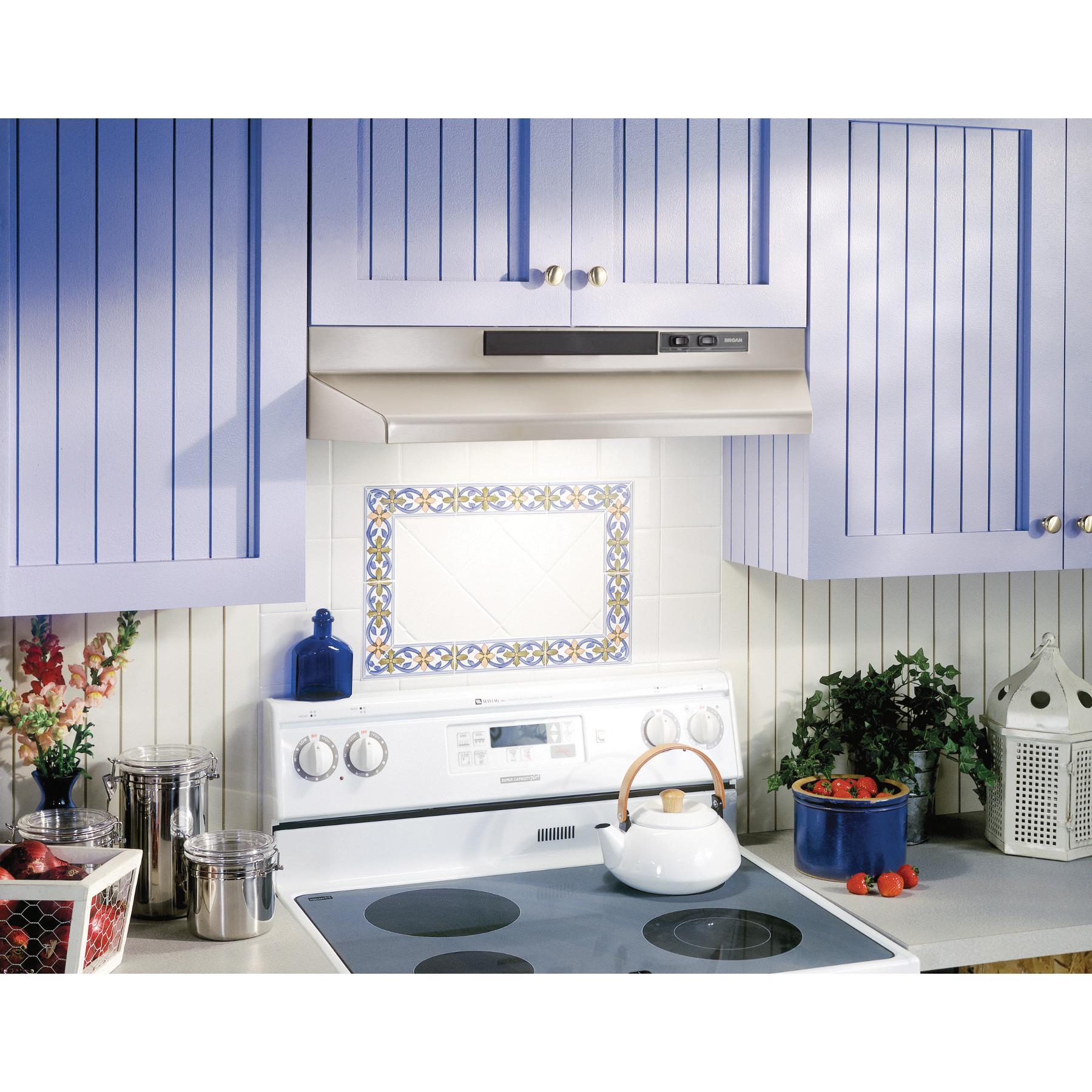 Broan-NuTone® F40000 Series F402404 Under Cabinet Range Hood, 24 in L, 17-1/2 in D, Stainless Steel, 75 W, 120 V