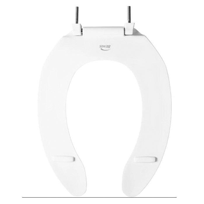 Bemis® 1055SSC 000 Open Front Toilet Seat, Elongated, Plastic, White, 1-1/2 in H x 14-7/16 in W x 18-1/16 in D