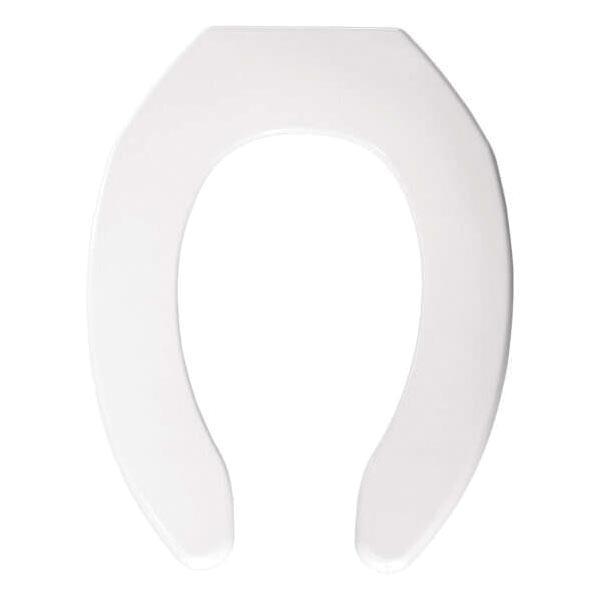 Bemis® 1055 000 Toilet Seat, Yes, Elongated, Plastic, White, 18-1/16 in H x 14-7/16 in W x 1-1/2 in D, Commercial thumbnail 2