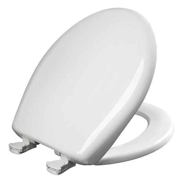 Bemis® 200SLOW Plastic Closed Front Round Toilet Seat, 16-11/16 inch L x 14-1/8 inch W x 2-7/16 inch D, White