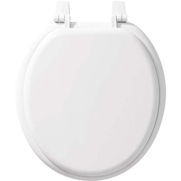 Bemis® 400TTA 000 Closed Front Toilet Seat With Cover, Yes, Round, Wood, White, Enameled, Residential thumbnail 2