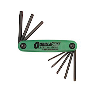 Bondhus GorillaGrip® 12632 Fold-Up Tool, T6, T7, T8, T9, T10, T15, T20, T25 Tip, Steel, ProGuard™, 8-Piece