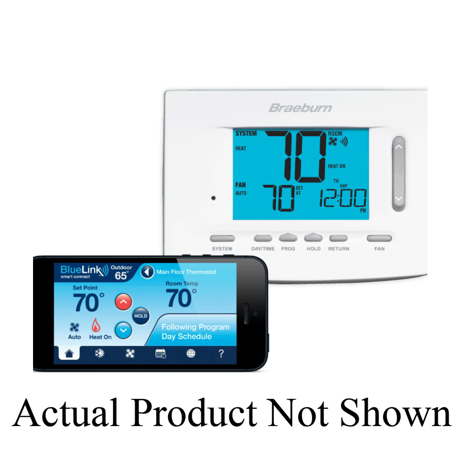 Braeburn® BlueLink 7300 Smart Wi-Fi Universal Thermostat, 18 to 30 VAC, 3 VDC, 3 A, +/- 1 deg F Accuracy