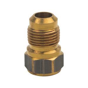 BrassCraft® 46-8-6 Flare Female Reducing Adapter, 1/2 in Flare Tube x 3/8 in FIP, Brass, Rough