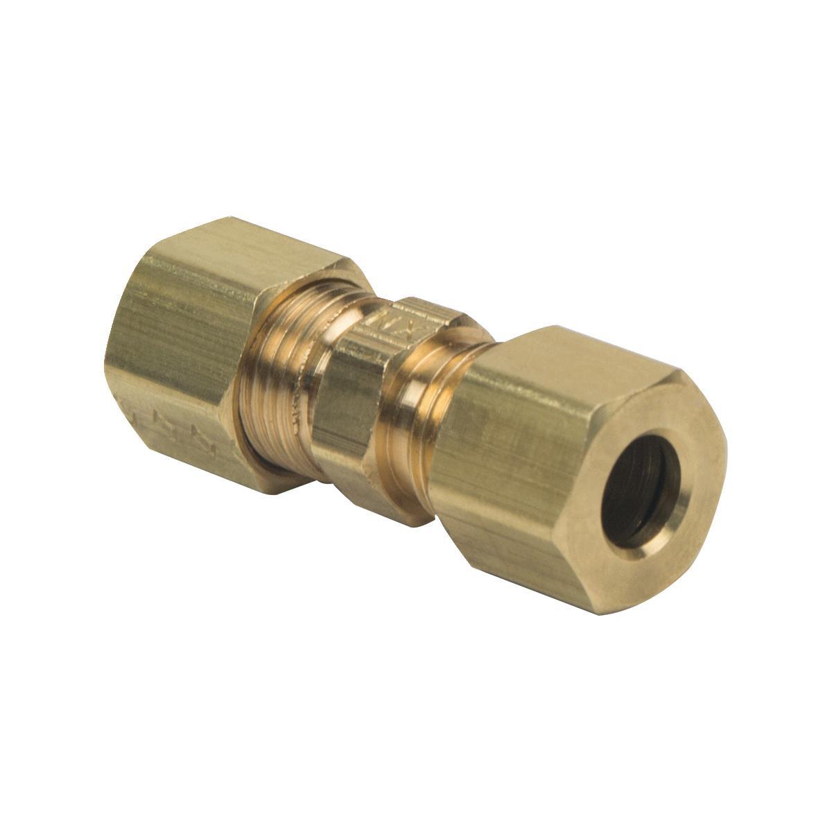 BrassCraft® 62X Series 62-4X Compression Union, 1/4 in OD Tube x 1/4 in OD Tube, Brass, Rough
