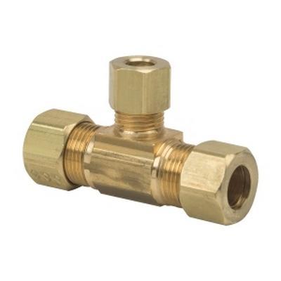 Brass Craft 64 Brass Reducing Tee, 3/8 inch OD x 3/8 inch OD x 1/4 inch OD, Compression
