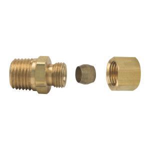 BrassCraft® 68X Series 68-4-4X Compression Male Adapter, 1/4 in OD Tube x 1/4 in MIP, Brass, Rough