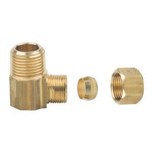 BrassCraft® 69-6-6X Compression Male Elbow, 3/8 in OD Tube x 3/8 in MIP, Brass, Rough