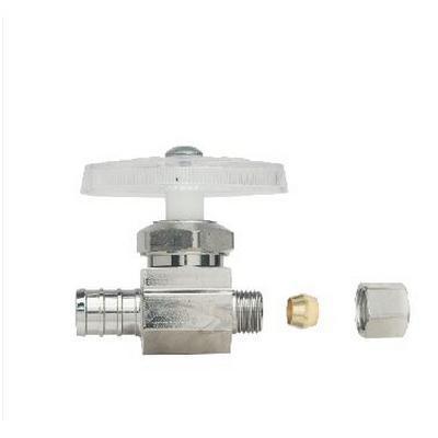 BrassCraft® BRPX04X C Multi-Turn Straight Stop, 1/2 x 1/4 in Nominal, Crimp PEX Barb x Compression, 125 psi, Brass Body