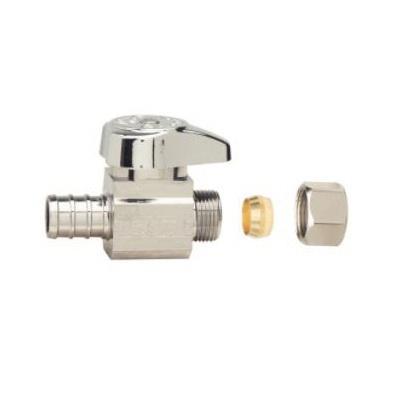 BrassCraft® G2BRPX14X C Supply Stop Valve, 1/2 x 3/8 in Nominal, Barbed x Compression, Quarter-Turn Handle Actuator