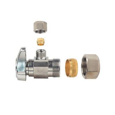 BrassCraft® G2CR09X C Quarter-Turn Angle Stop, 1/2 x 1/4 in Nominal, Compression, 125 psi, Brass Body, Chrome-Plated