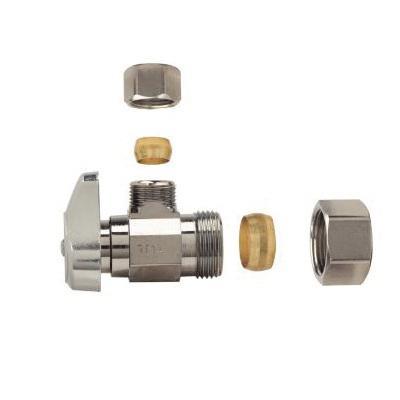 BrassCraft® G2CR19X C Quarter-Turn Angle Stop, 1/2 x 3/8 in Nominal, Compression, 125 psi, Brass Body, Chrome-Plated thumbnail 3