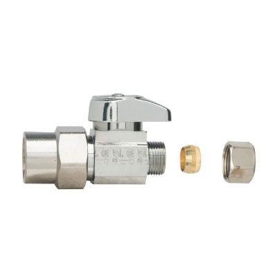 BrassCraft® G2PR14X C Straight Stop, 1/2 x 3/8 in Nominal, CPVC x OD Compression, 125 psi, Brass Body, Chrome-Plated