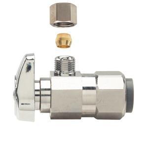 BrassCraft® G2PS09X-C Quarter-Turn Angle Stop, 1/2 x 1/4 in Nominal, Push Fit x Compression, 125 psi, Brass Body