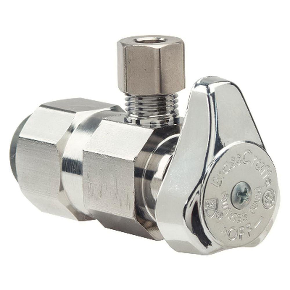 BrassCraft® G2PS09X-C Quarter-Turn Angle Stop, 1/2 x 1/4 in Nominal, Push Fit x Compression, 125 psi, Brass Body thumbnail 2