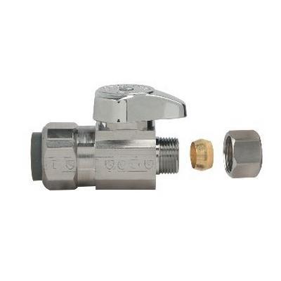 BrassCraft® G2PS14X C Quarter Turn Straight Stop, 1/2 x 3/8 in Nominal, Push-to-Connect x Compression, Handle Actuator