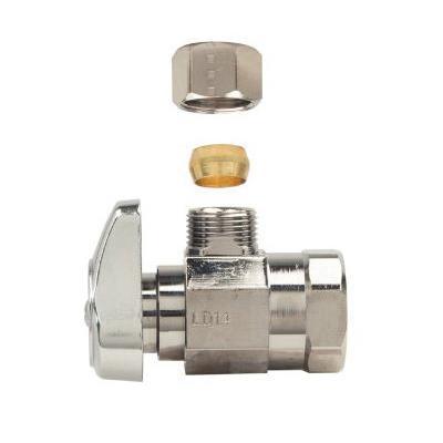 BrassCraft® G2R17X C Quarter-Turn Angle Stop, 1/2 x 3/8 in Nominal, FIP x Compression, 125 psi, Brass Body thumbnail 2
