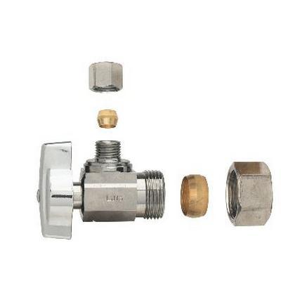 BrassCraft® KTCR09X C Quarter Turn Angle Ball Stop, 1/2 x 1/4 in Nominal, Compression x Compression, 125 psi