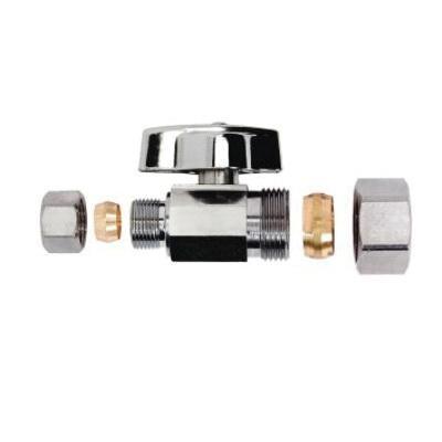 BrassCraft® KTCR14X C Ball Stop Valve, 1/2 x 3/8 in Nominal, Compression, Quarter-Turn Handle Actuator, 125 psi