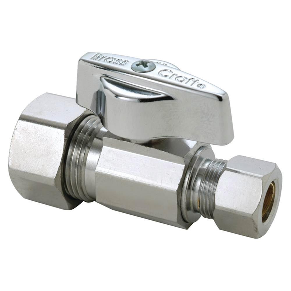 BrassCraft® KTCR14X C Ball Stop Valve, 1/2 x 3/8 in Nominal, Compression, Quarter-Turn Handle Actuator, 125 psi thumbnail 2
