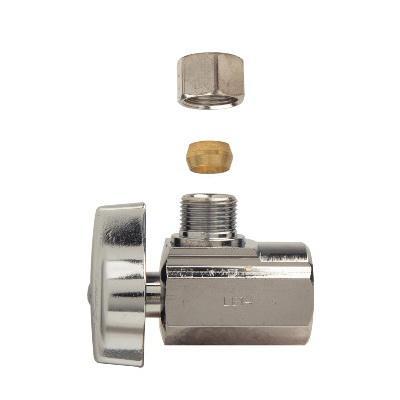 BrassCraft® KTR17X C Quarter-Turn Angle Stop, 1/2 x 3/8 in Nominal, FIP x Compression, 125 psi, Brass Body thumbnail 2