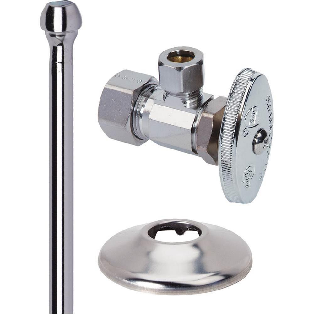 Brass Craft&reg; OCR1920AX C Mulit Turn Angle Faucet Supply Kit, 1/2 inch x 3/8 inch, Compression x Compression, Chrome Plated