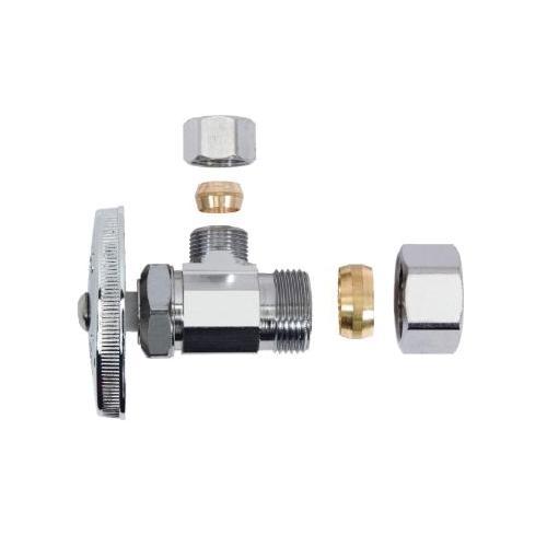BrassCraft® OCR19C Angle Stop, 1/2 x 3/8 in Nominal, Compression, Multi-Turn Handle Actuator, 125 psi, Brass Body thumbnail 2