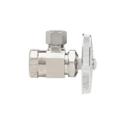 BrassCraft® OR17X C Multi-Turn Angle Stop, 1/2 x 3/8 in Nominal, FIP x Compression, 125 psi, Brass Body, Chrome-Plated