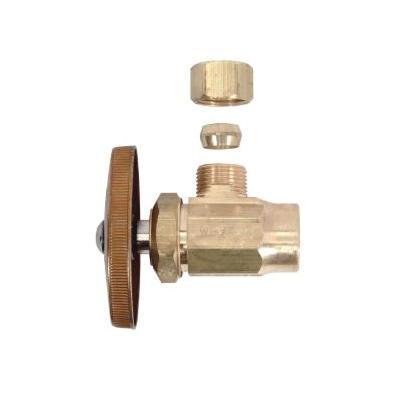 BrassCraft® R19X R Angle Stop, 1/2 x 3/8 in Nominal, Sweat x Compression, Multi-Turn Handle Actuator, 125 psi, Rough