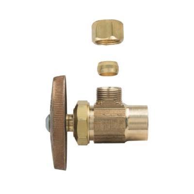 BrassCraft® R19X R Angle Stop, 1/2 x 3/8 in Nominal, Sweat x Compression, Multi-Turn Handle Actuator, 125 psi, Rough thumbnail 2