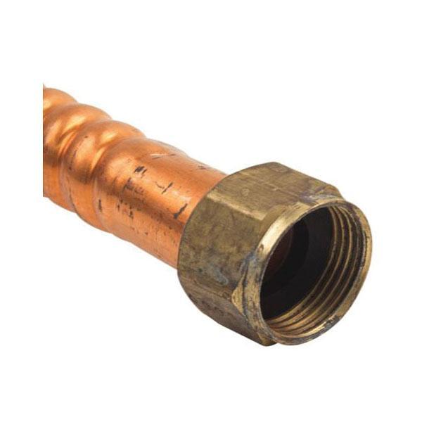 BrassCraft® WB00 Series WB00-12N Corrugated Water Heater Connector, 3/4 in, FIP, 12 in L, 7/8 in OD, Brass/Copper