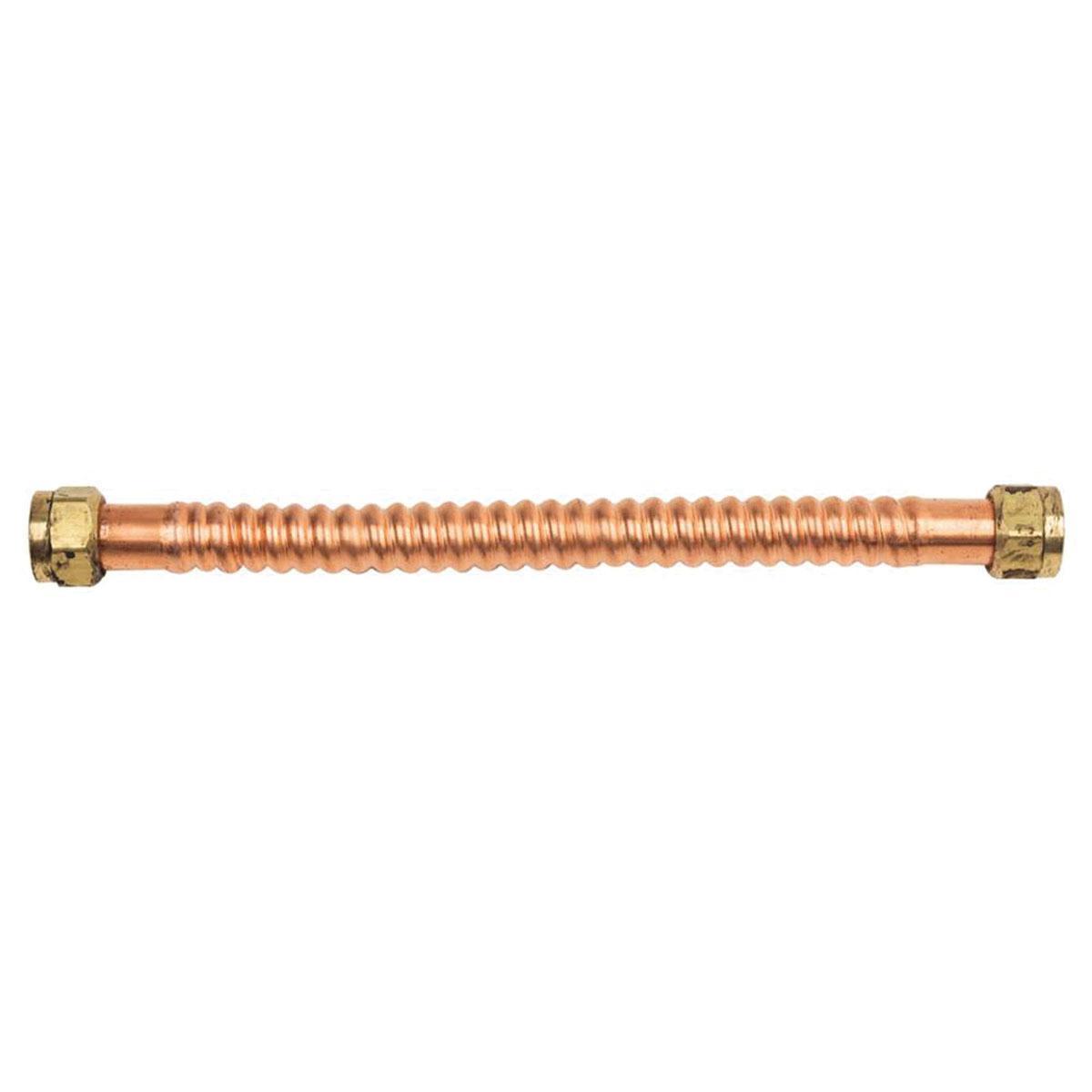 BrassCraft® WB00 Series WB00-12N Corrugated Water Heater Connector, 3/4 in, FIP, 12 in L, 7/8 in OD, Brass/Copper thumbnail 3